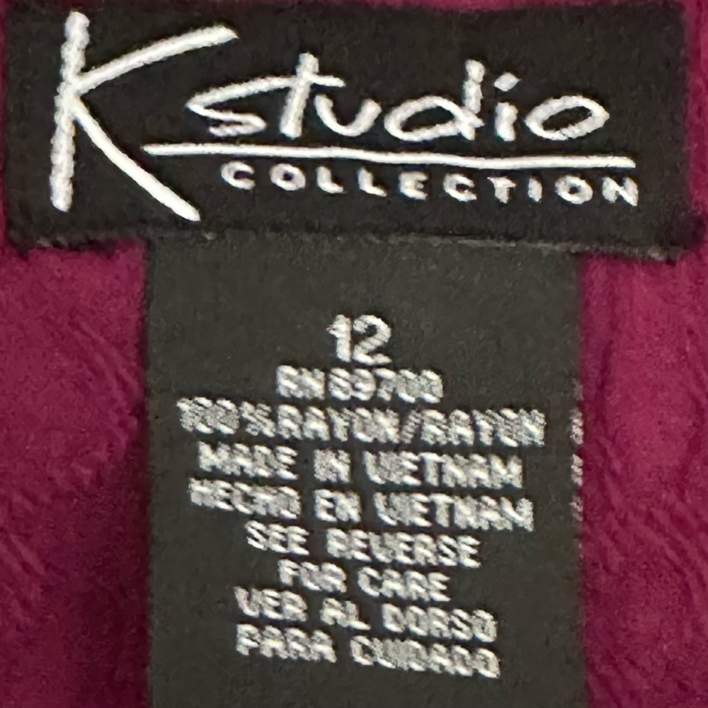 K Studio Dress & Blazer 12 Floral Maroon Jacquard Vintage - Picture 13 of 13